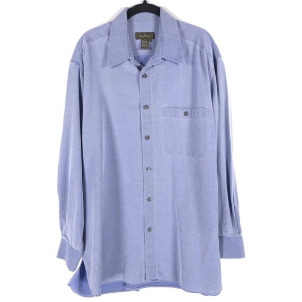 Ermenegildo Zegna ITALY🇮🇹MADE Dress Shirt Chambray Long Sleeve Button Up LARGE